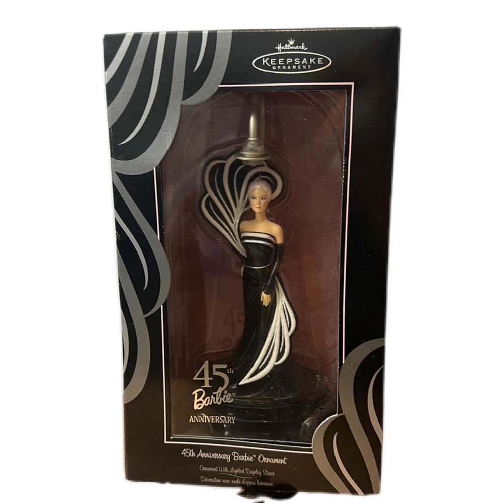 Hallmark 45th Anniversary Barbie Keepsake Ornament with Lighted Display Stand